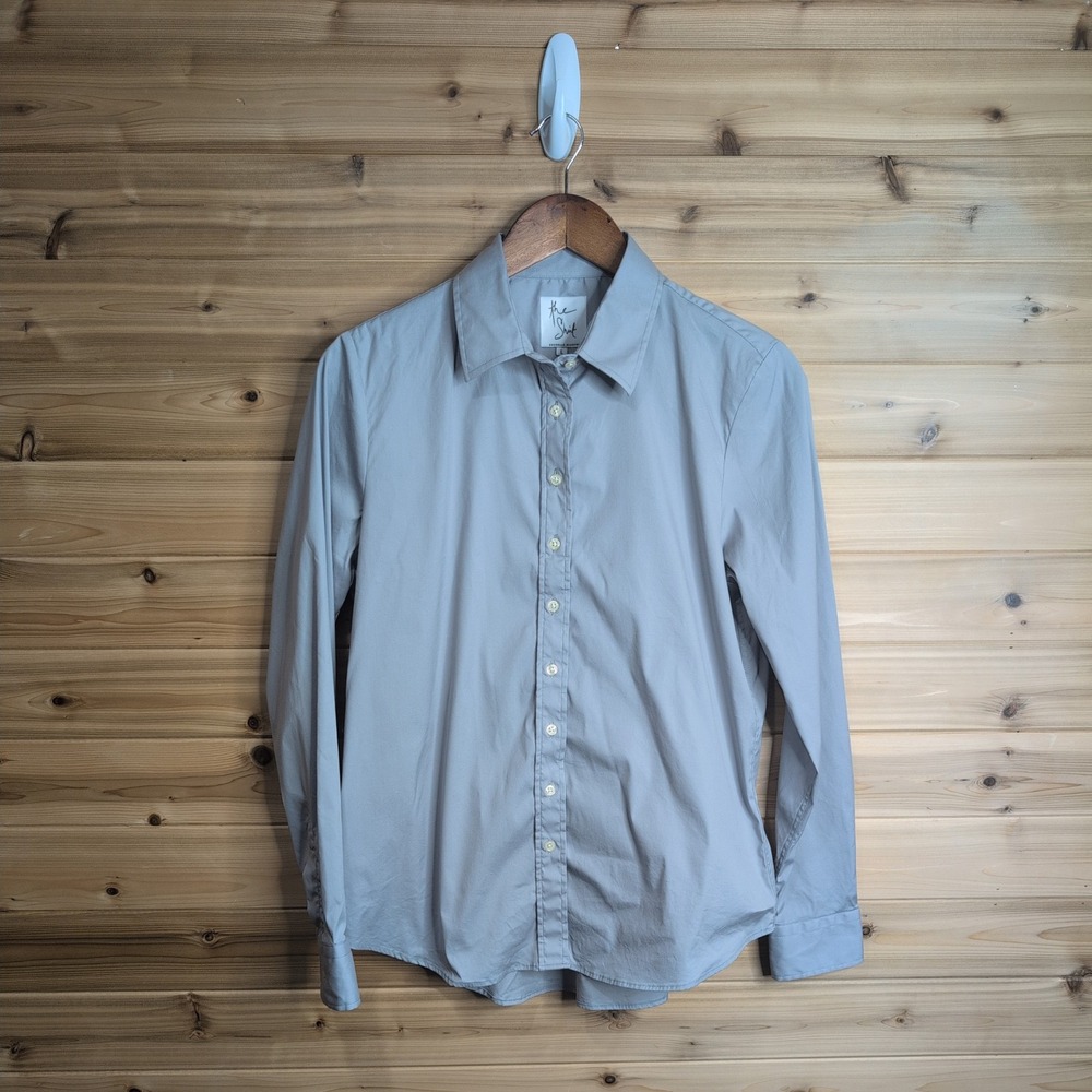 The Shirt Rochelle Behrens Grey Button Down No Gape Professional Top Large
